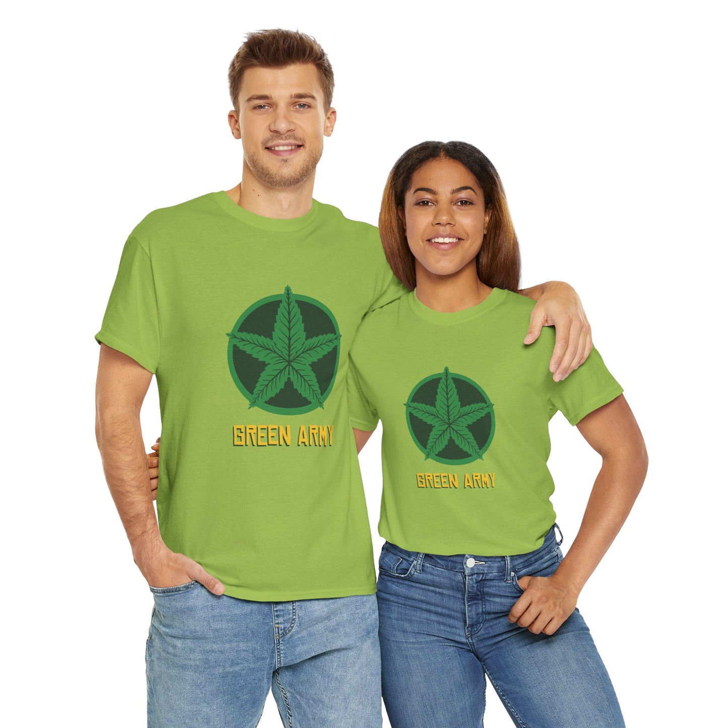 Green Army Star Logo Unisex Heavy Cotton Tee