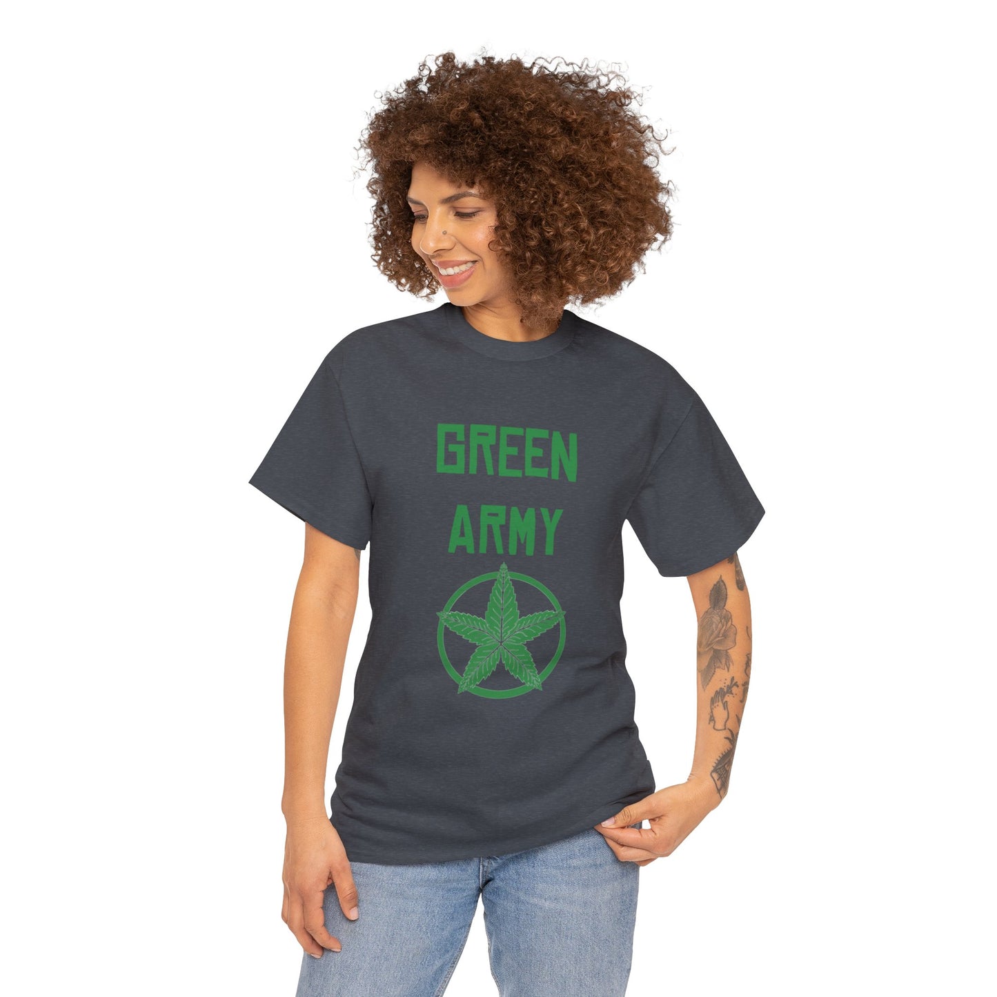 Green Army Star Leaf Unisex Heavy Cotton Tee