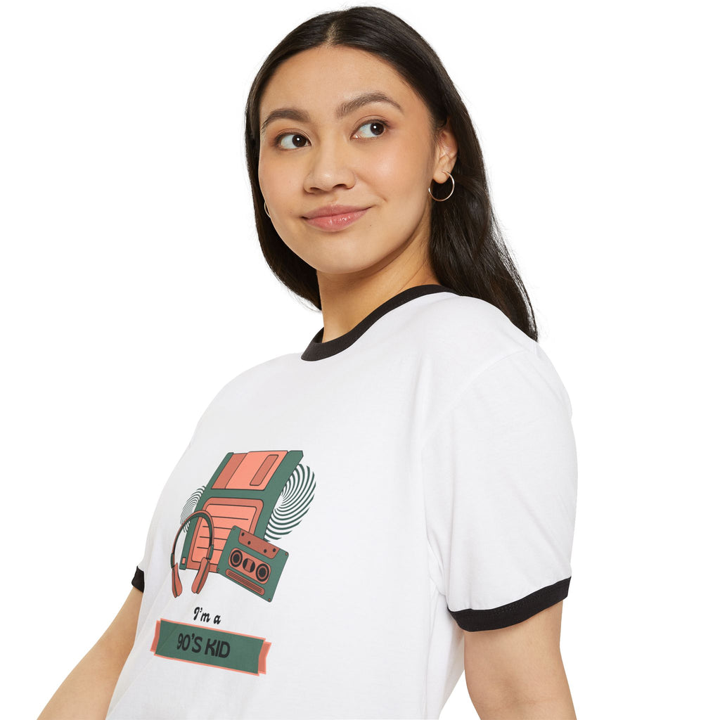 90's Kid Unisex Cotton Ringer T-Shirt - Retro Style Tee for Nostalgic Vibes