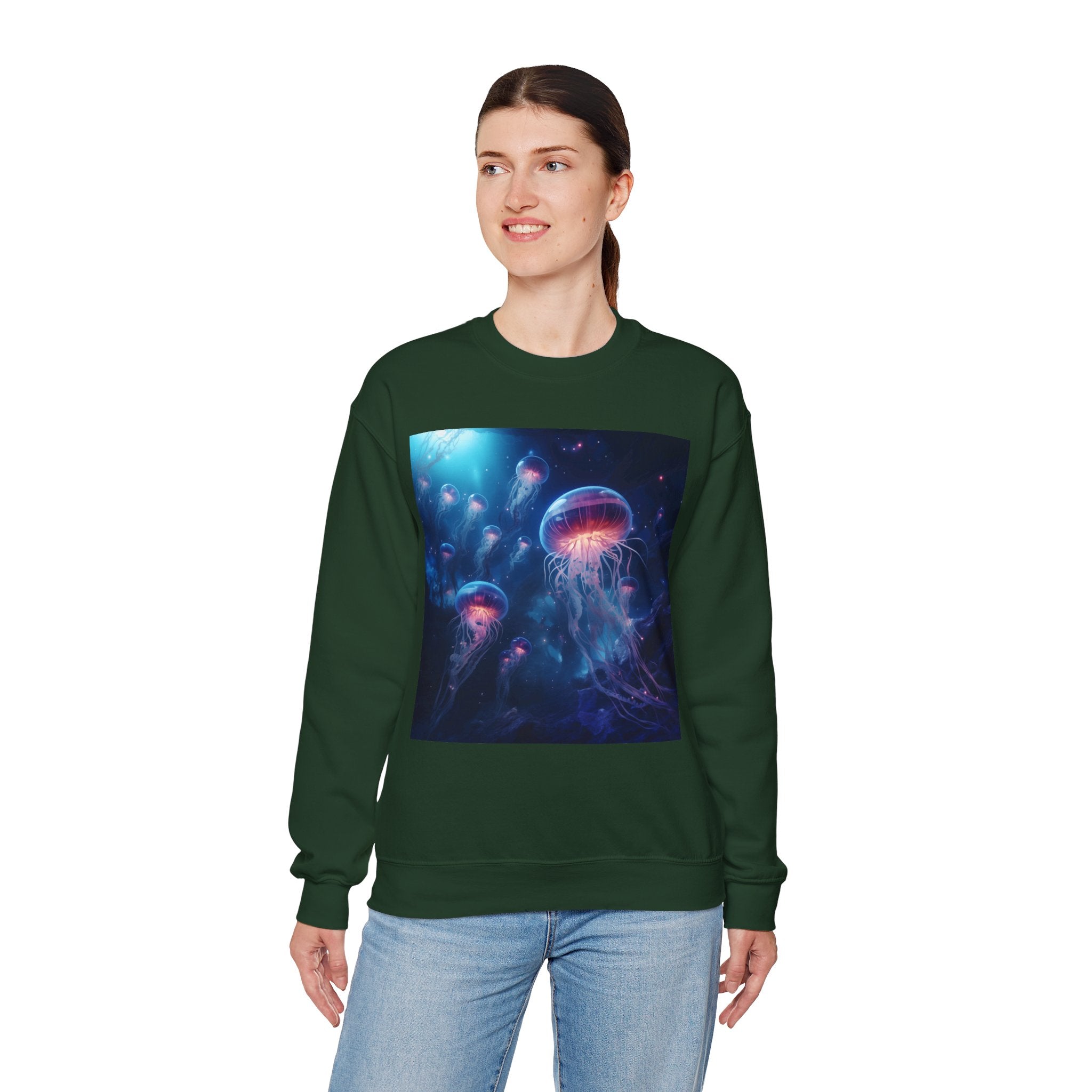 Jellyfish in Space Unisex Heavy Blend Crewneck Sweatshirt