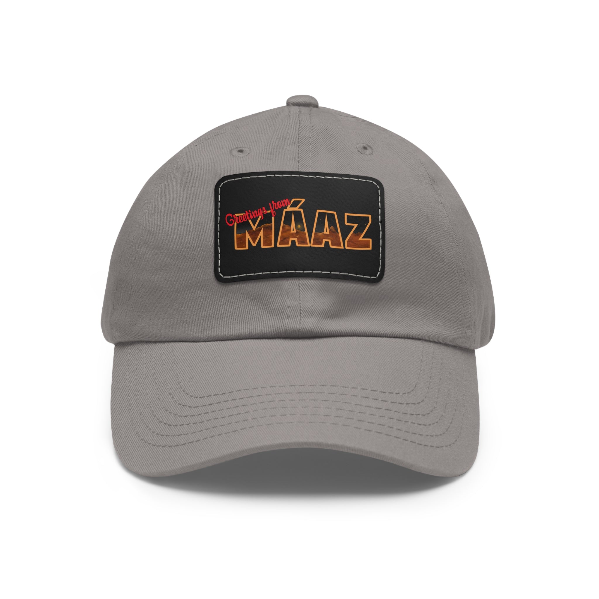 Greetings from Máaz Dad Hat with Leather Patch (Rectangle)