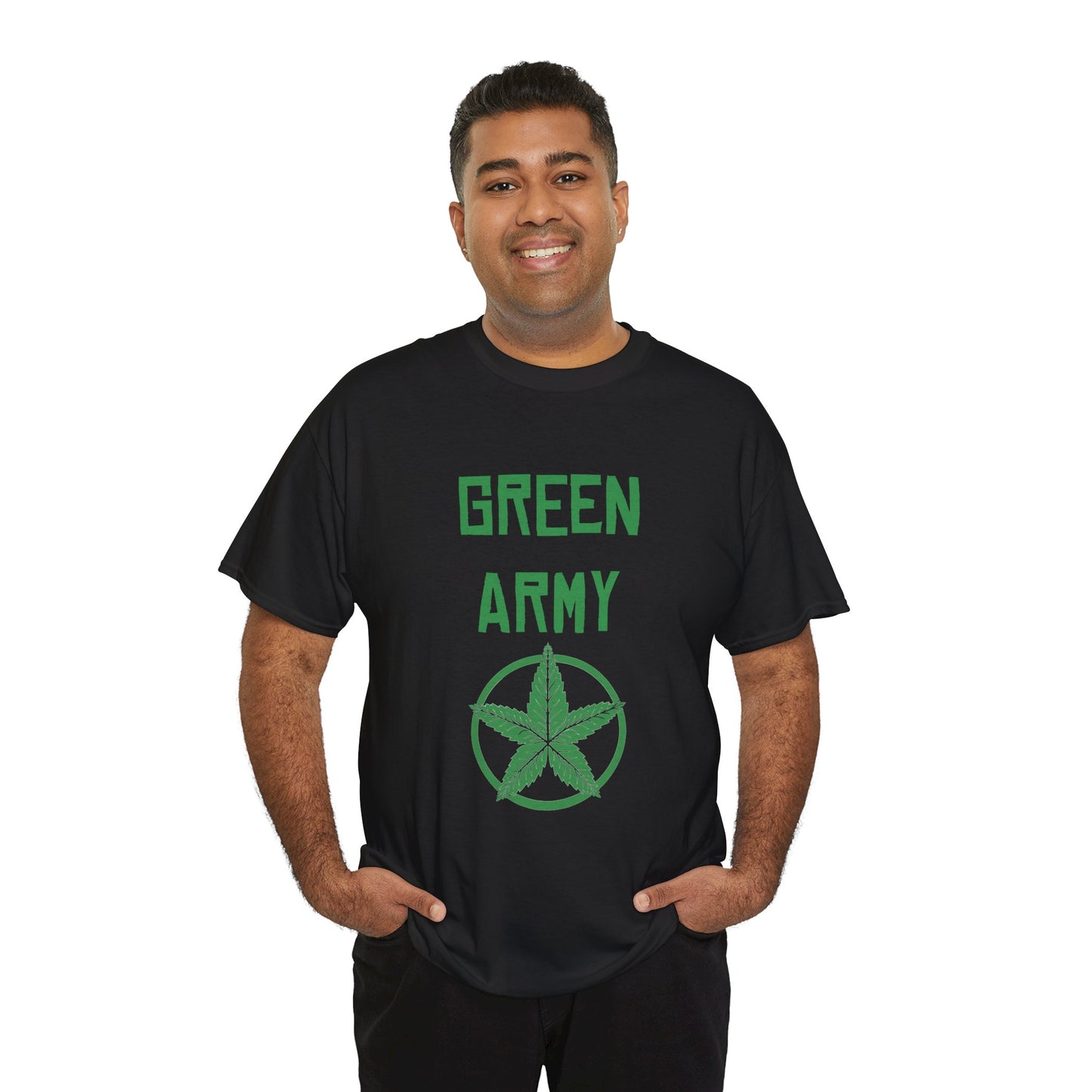 Green Army Star Leaf Unisex Heavy Cotton Tee