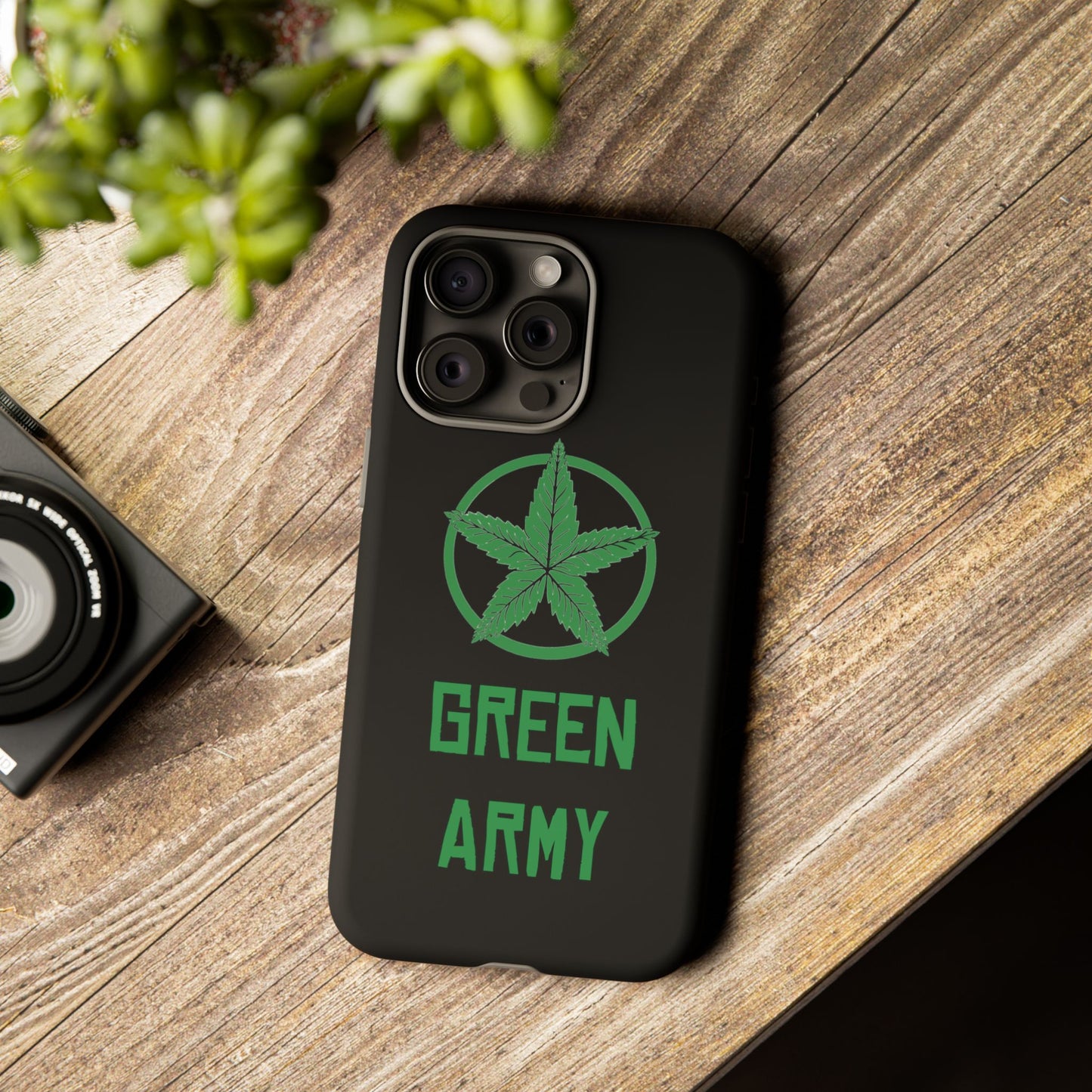 Black Full Green Army Star Leaf Tough Cases