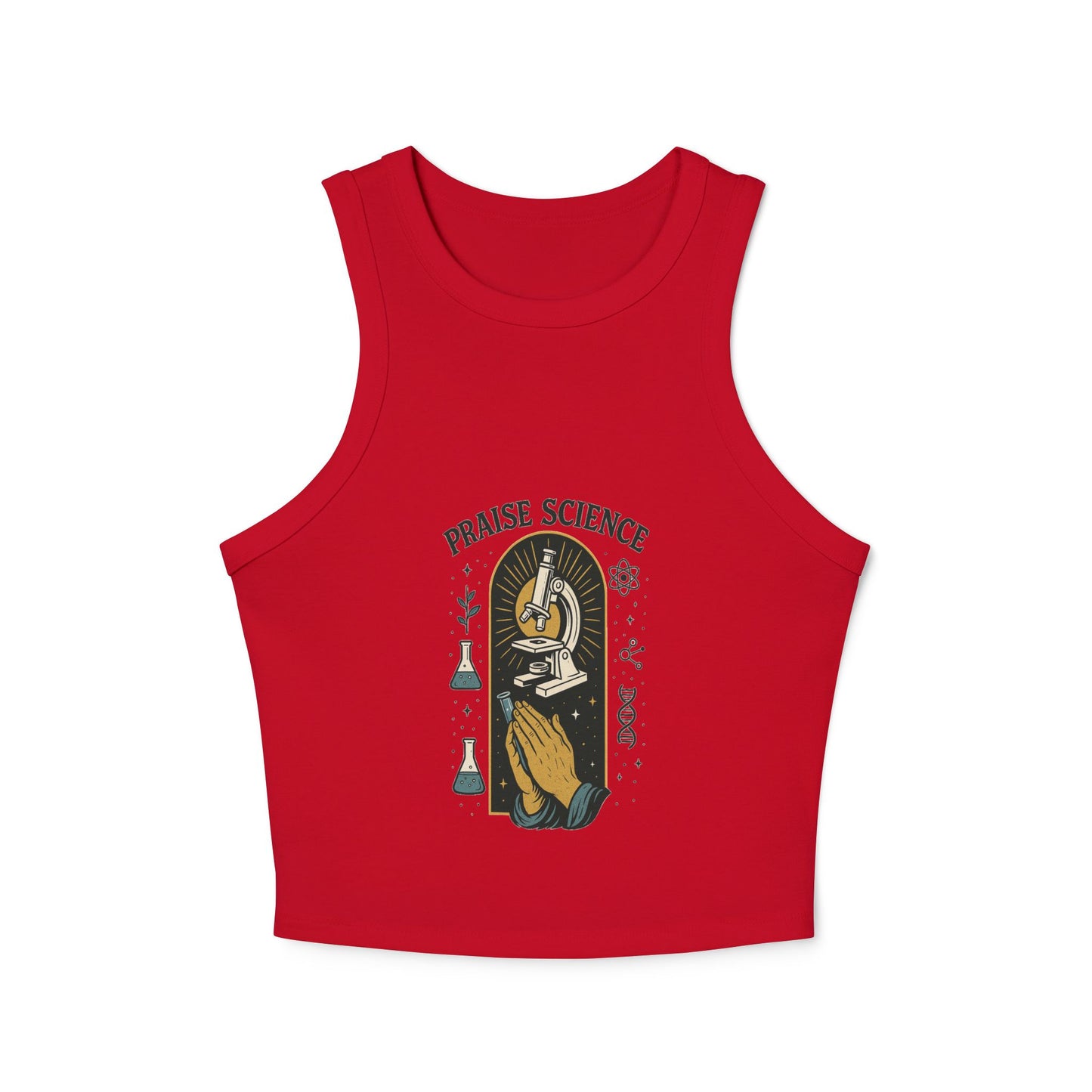 Praise Science Women's Micro Rib Racer Tank Top - Cute Casual Science Tee for STEM Lovers