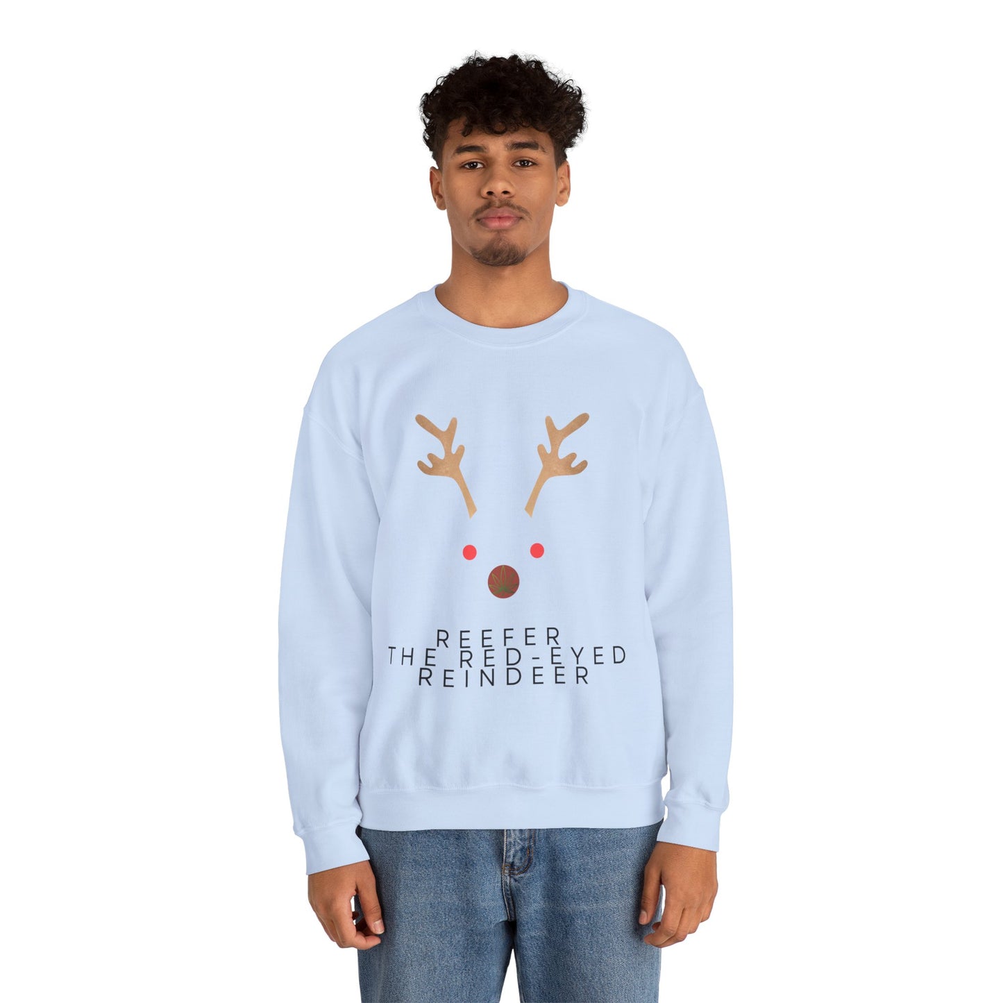 Red Eyed Reindeer Unisex Heavy Blend Crewneck Sweatshirt