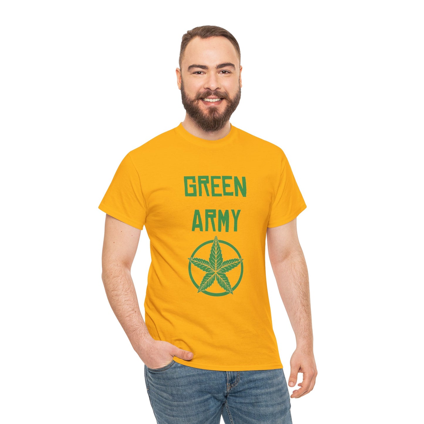 Green Army Star Leaf Unisex Heavy Cotton Tee