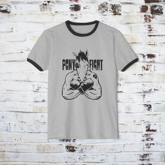 Pony Fight v1 Unisex Cotton Ringer T-Shirt