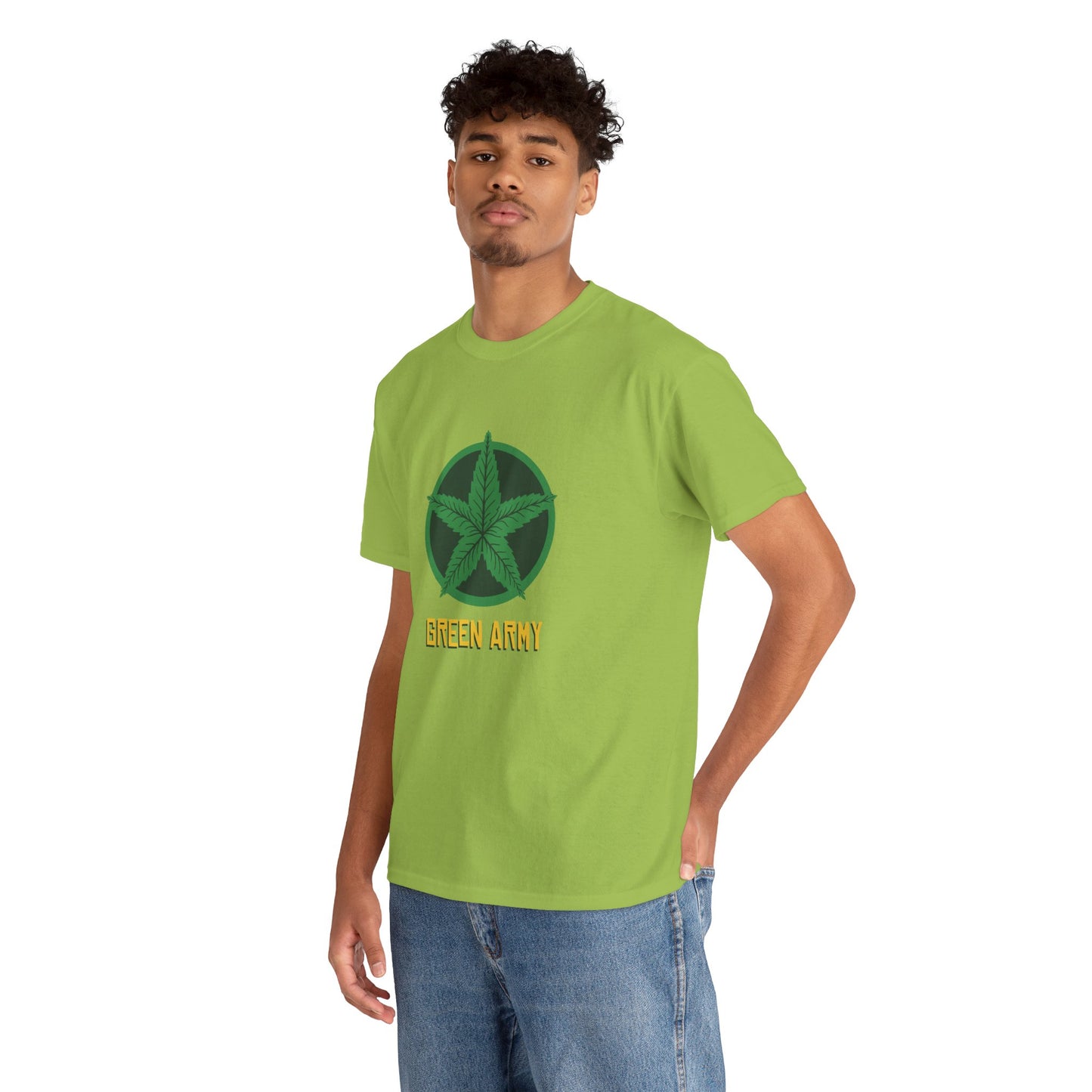 Green Army Star Logo Unisex Heavy Cotton Tee