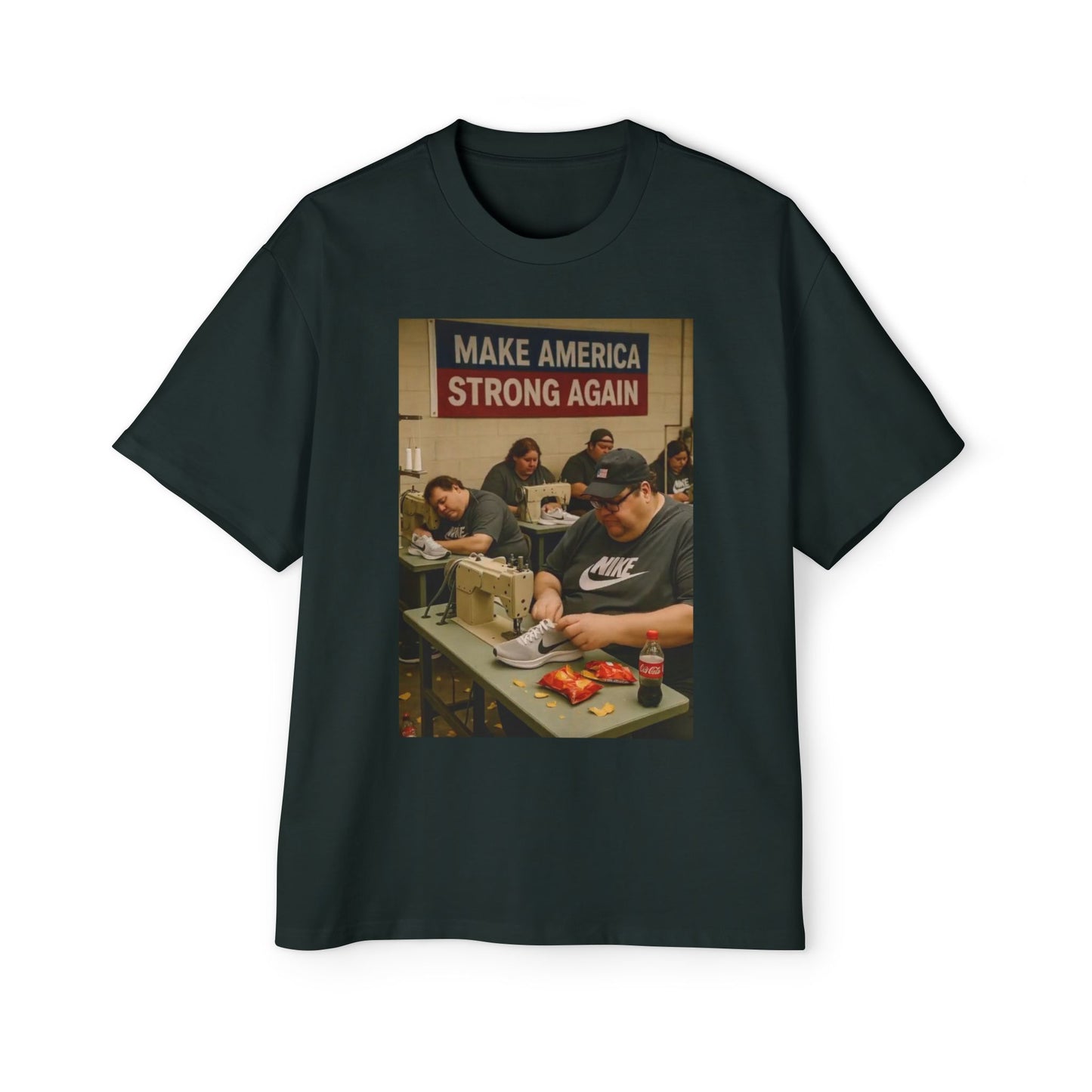 Men's Heavy Oversized Tee - Vintage Style Make America Strong Again Graphic