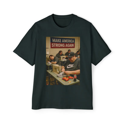 Men's Heavy Oversized Tee - Vintage Style Make America Strong Again Graphic