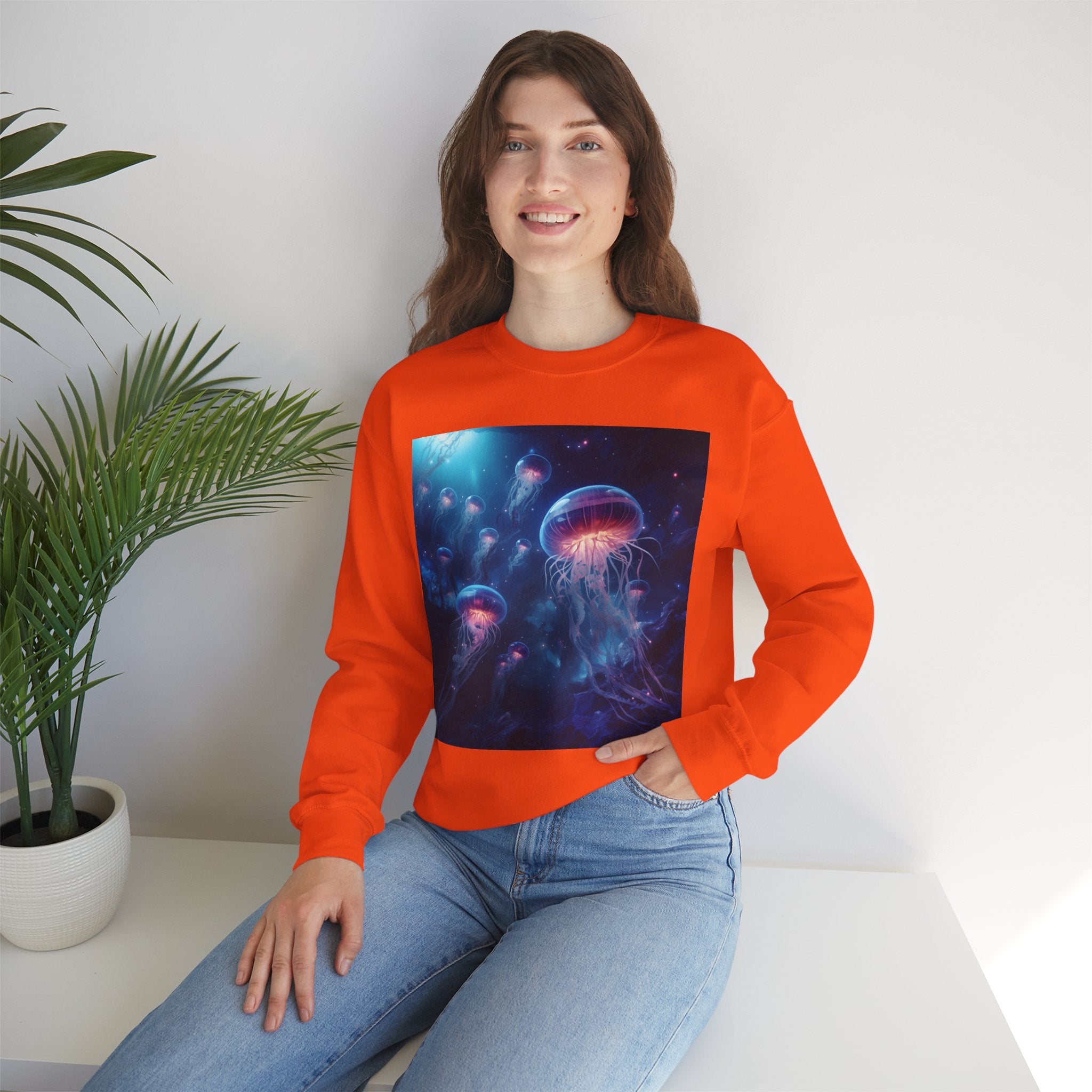 Jellyfish in Space Unisex Heavy Blend Crewneck Sweatshirt