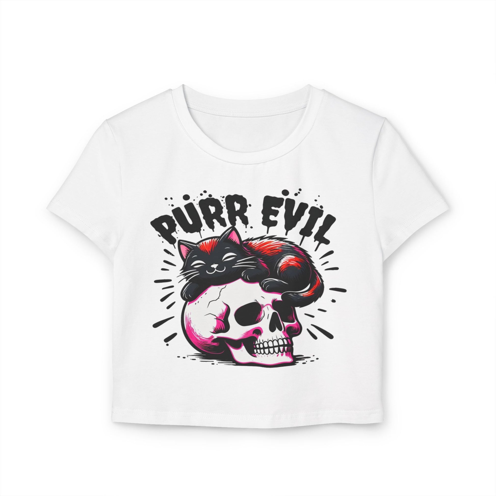 Purr Evil Women's Baby Tee - Cute Cat Graphic Tee