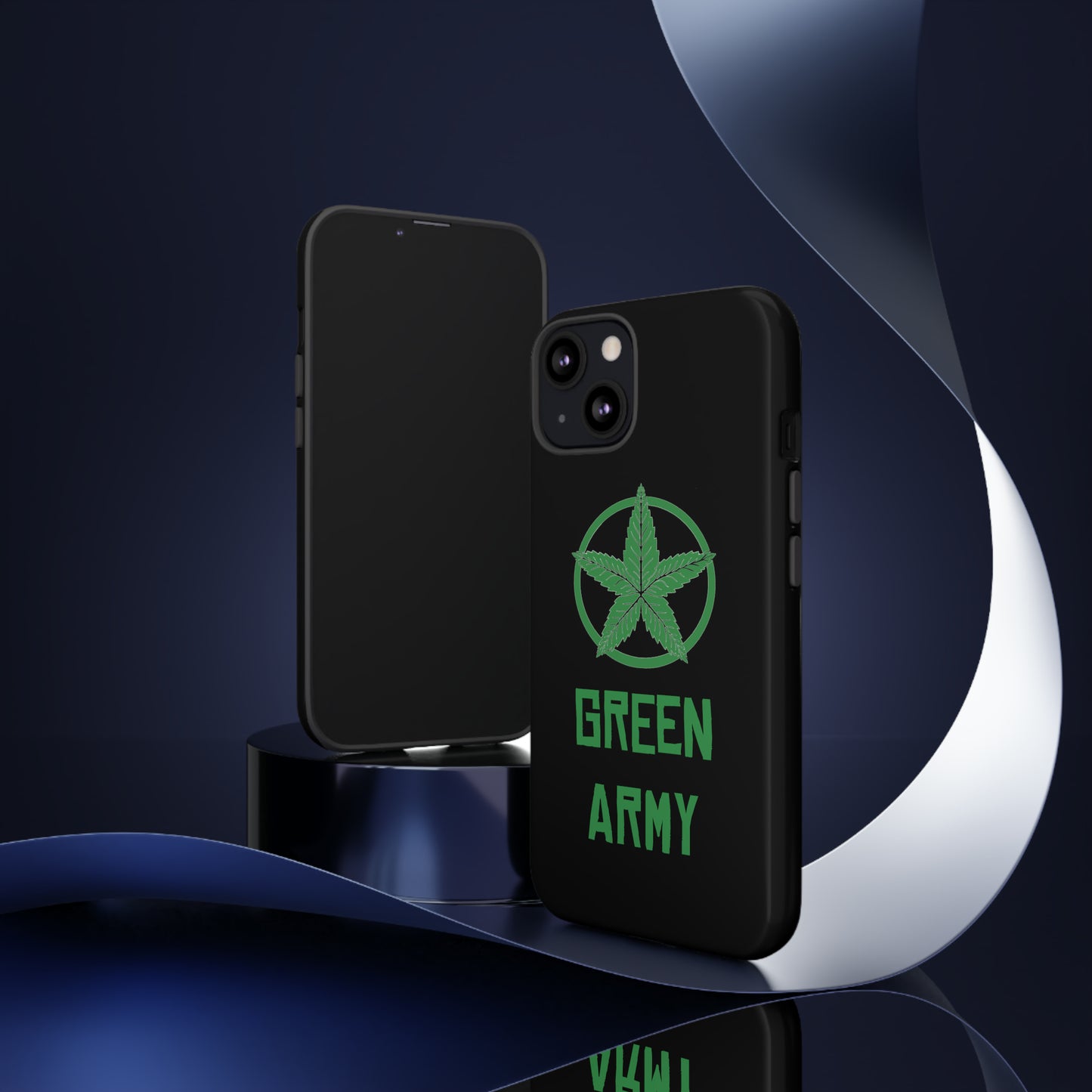 Black Full Green Army Star Leaf Tough Cases