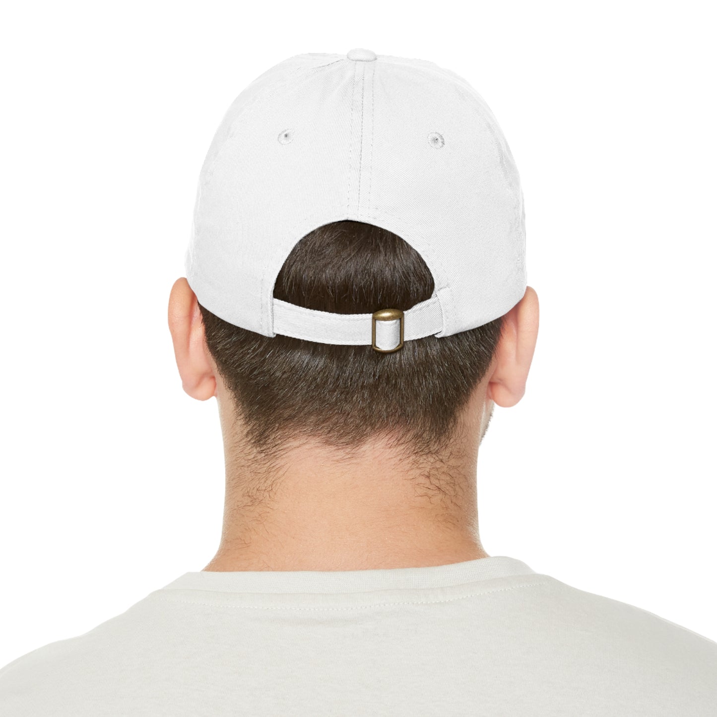 Green Army Dad Hat with Leather Patch (Round)