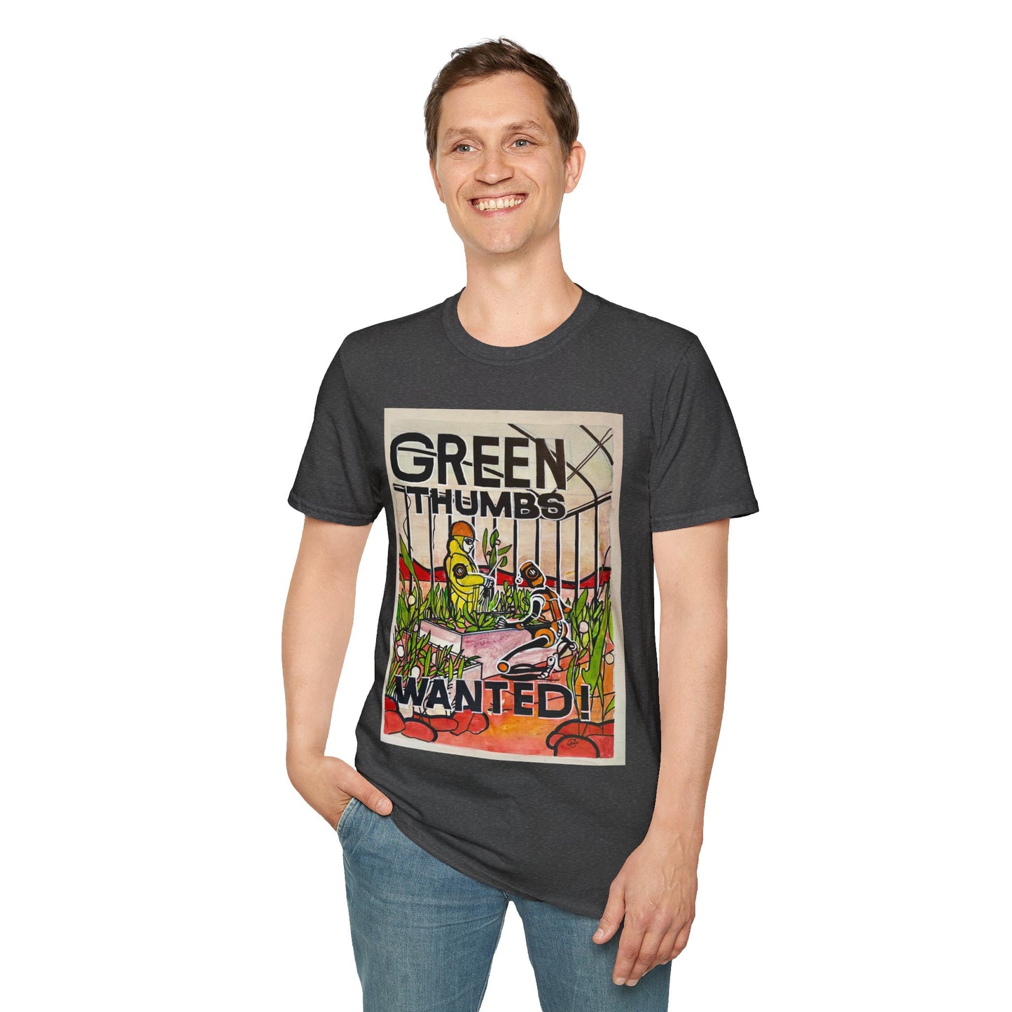 Martian Green Thumbs Unisex Softstyle T-Shirt