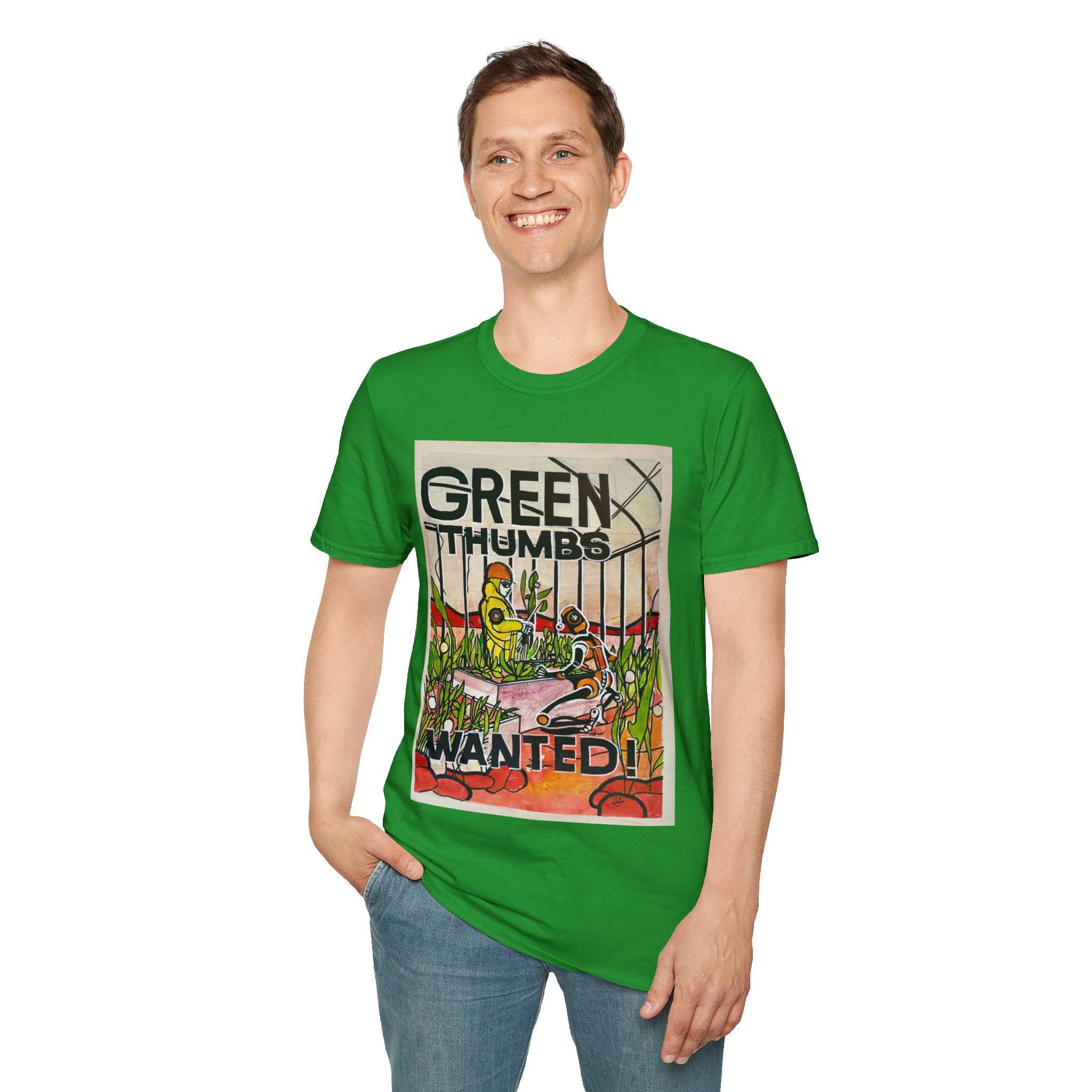 Martian Green Thumbs Unisex Softstyle T-Shirt