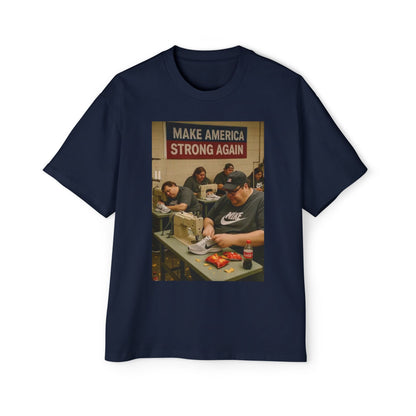 Men's Heavy Oversized Tee - Vintage Style Make America Strong Again Graphic