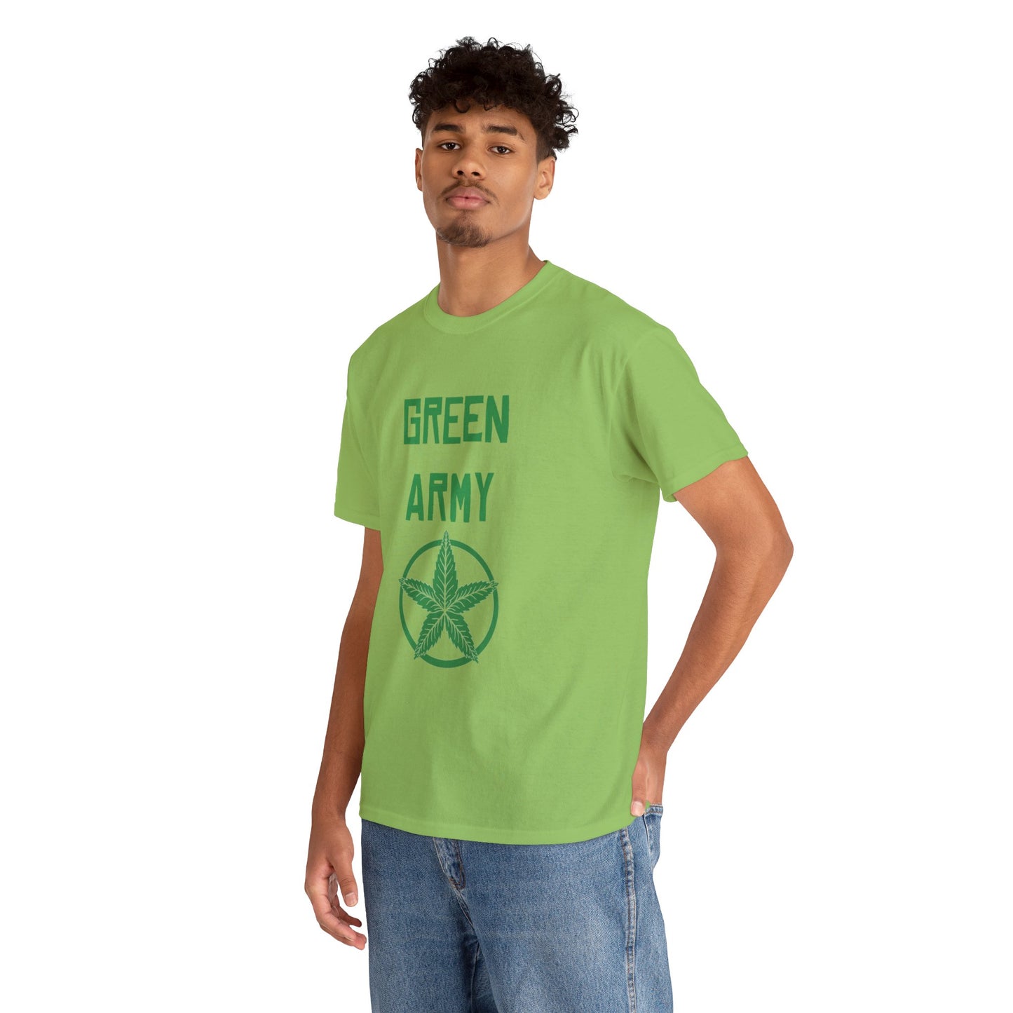 Green Army Star Leaf Unisex Heavy Cotton Tee