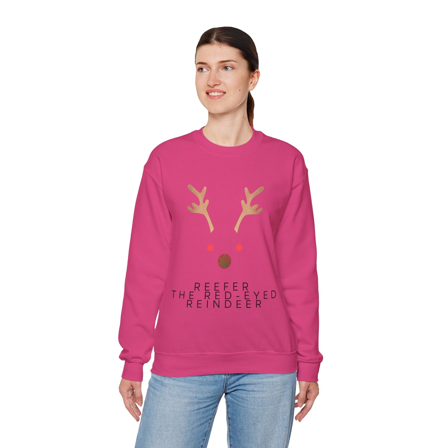 Red Eyed Reindeer Unisex Heavy Blend Crewneck Sweatshirt