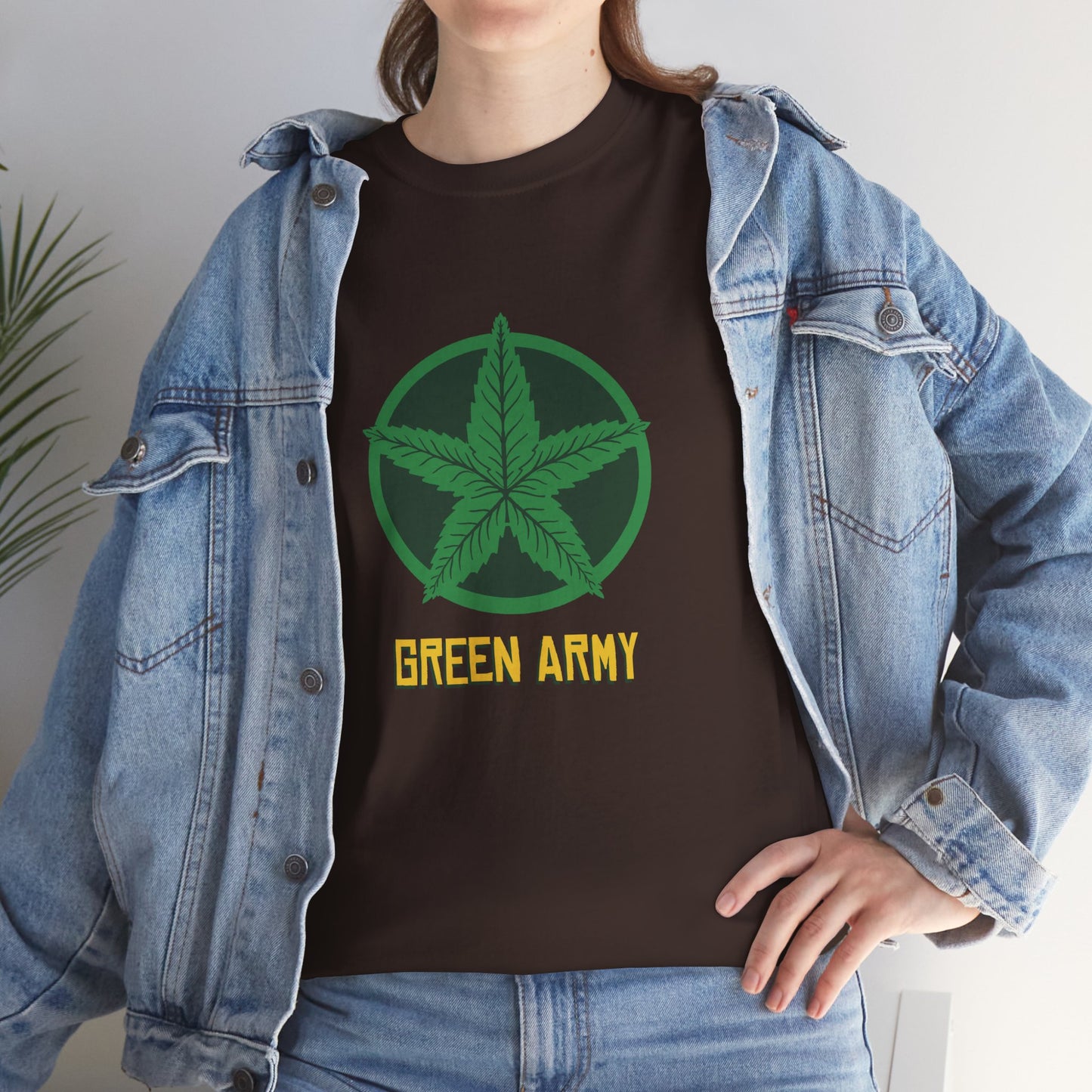 Green Army Star Logo Unisex Heavy Cotton Tee