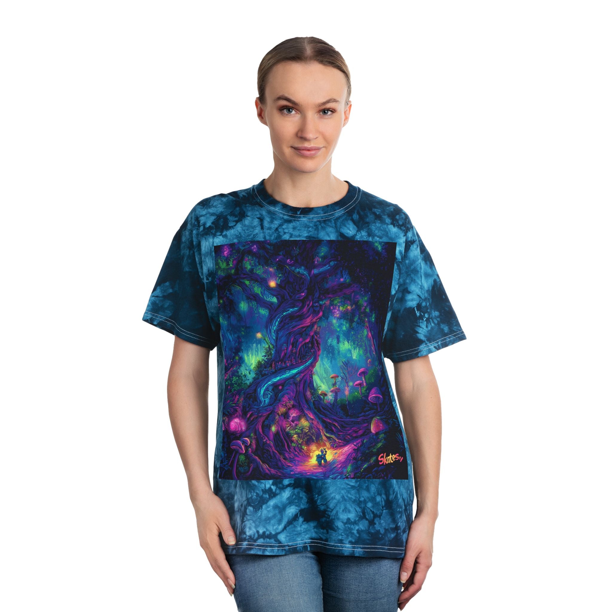 Skates Psychedelic Tree Tie-Dye Tee, Crystal
