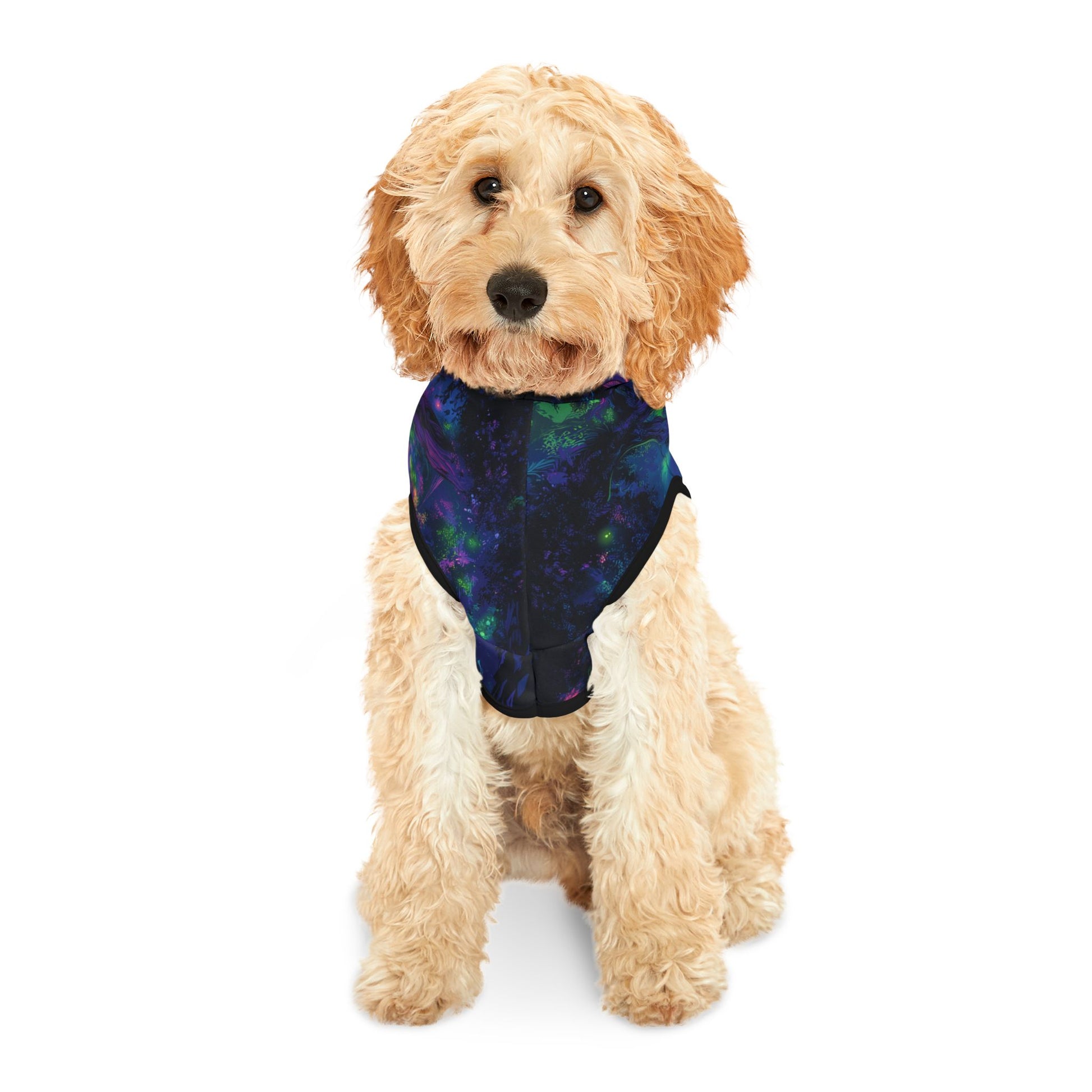 Mystical Forest with Psychedelic Tree Pet Hoodie – Cozy & Colorful Dog Outfit for Fantasy Lovers