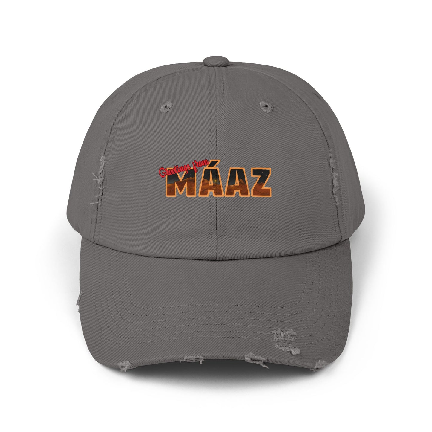 Greetings from Máaz Unisex Distressed Cap