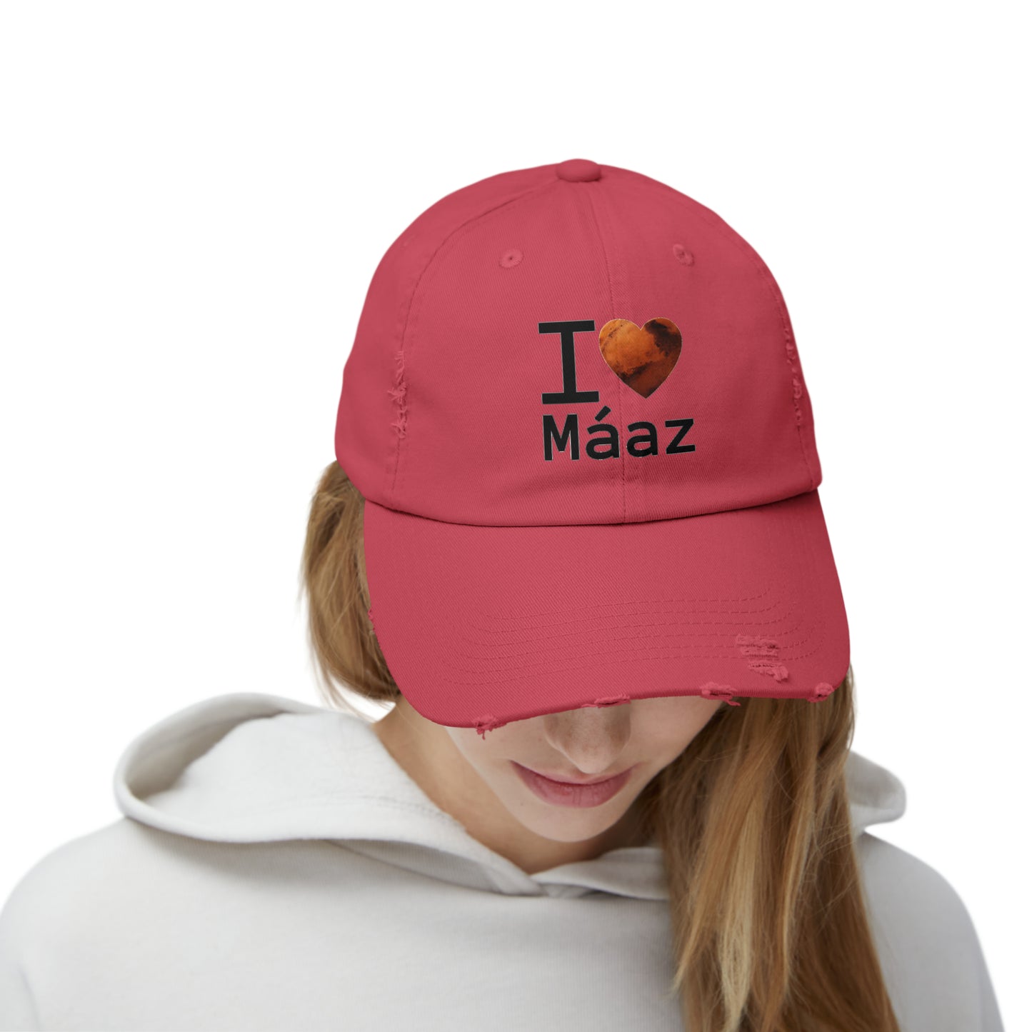 I Love Mars Unisex Distressed Cap