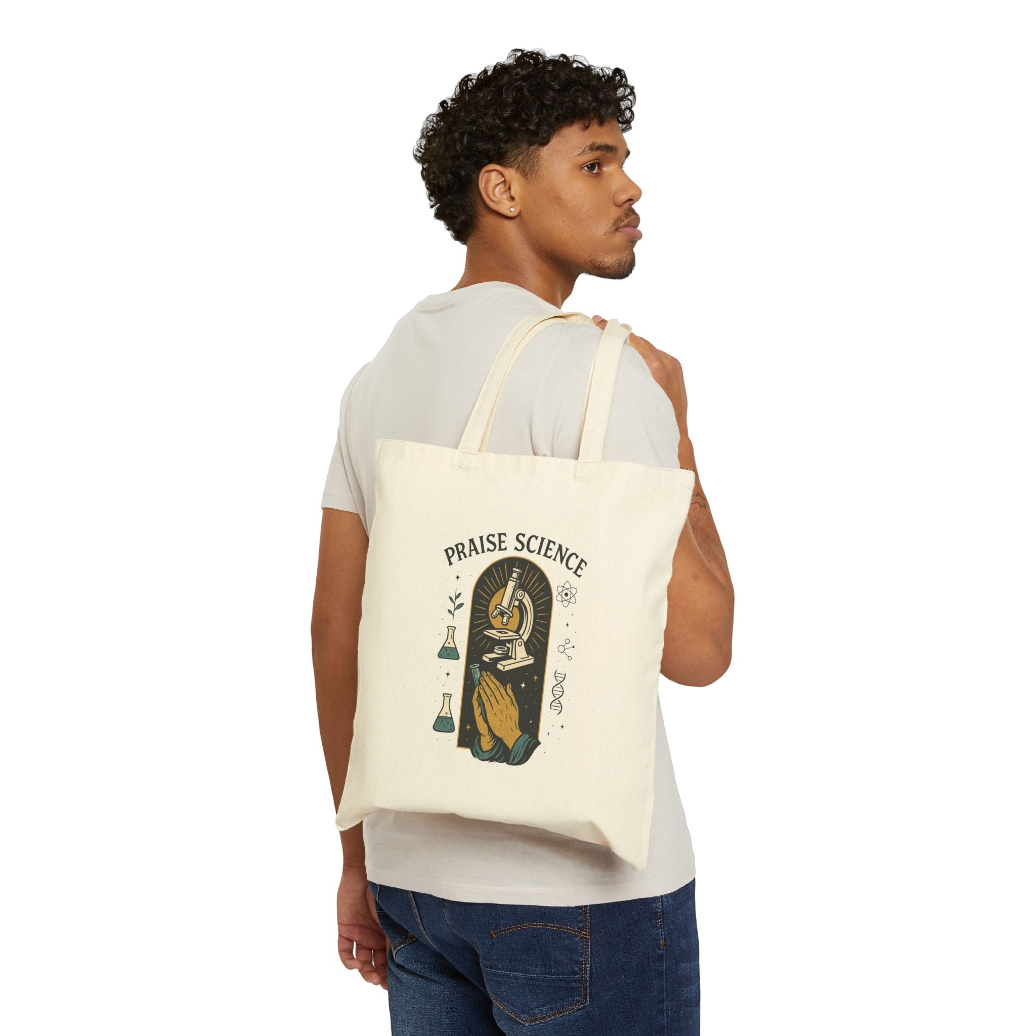 Praise Science Cotton Canvas Tote Bag – Eco-Friendly Tote for Scientists and Nature Lovers