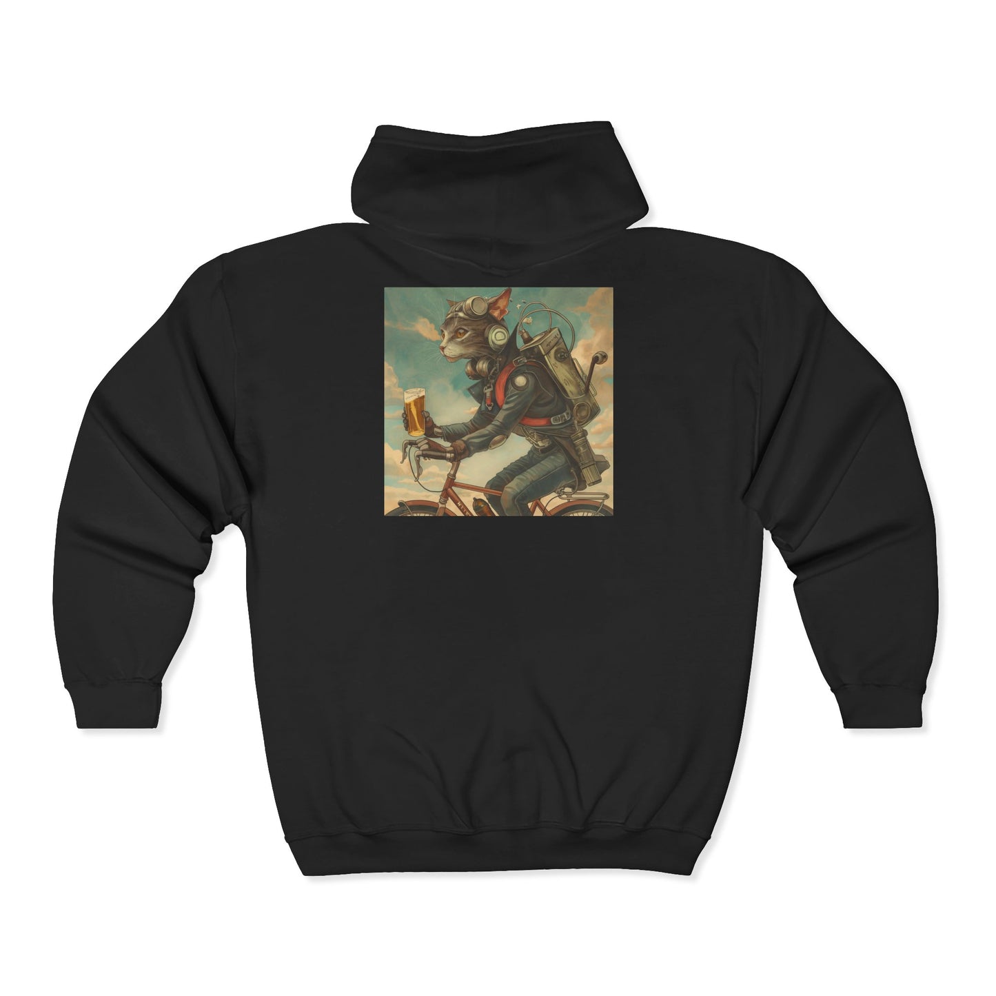 Cat Robot Bike Unisex Heavy Blend Full Zip Hooded Sweatshirt