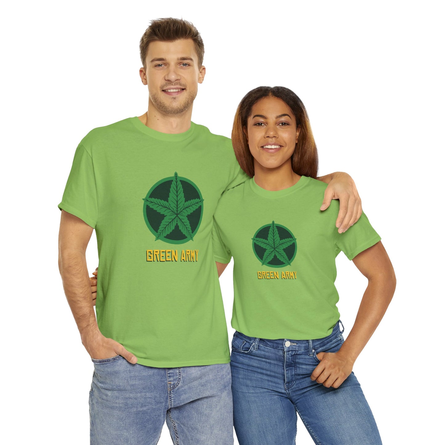 Green Army Star Logo Unisex Heavy Cotton Tee