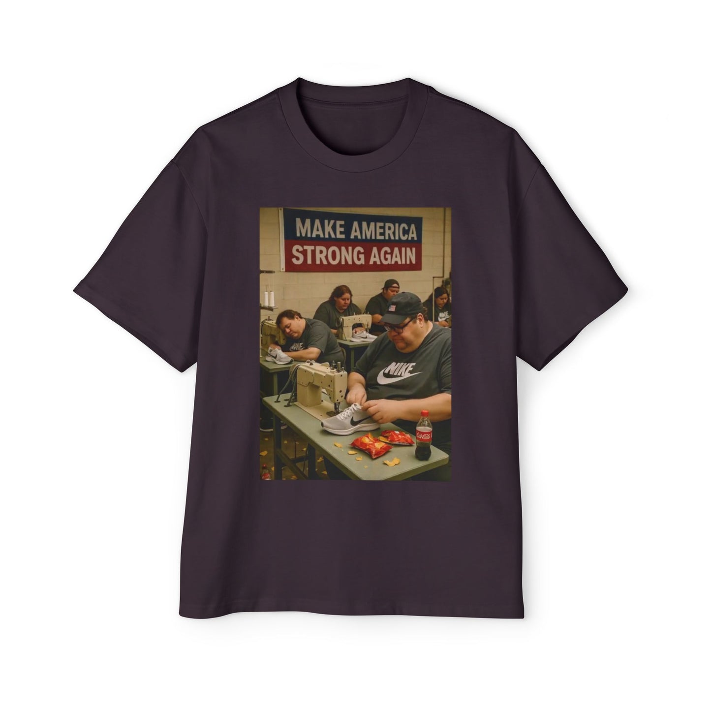Men's Heavy Oversized Tee - Vintage Style Make America Strong Again Graphic