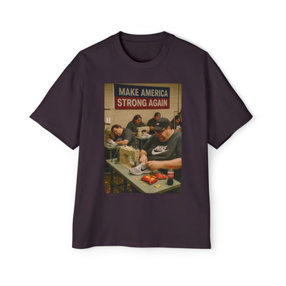 Men's Heavy Oversized Tee - Vintage Style Make America Strong Again Graphic
