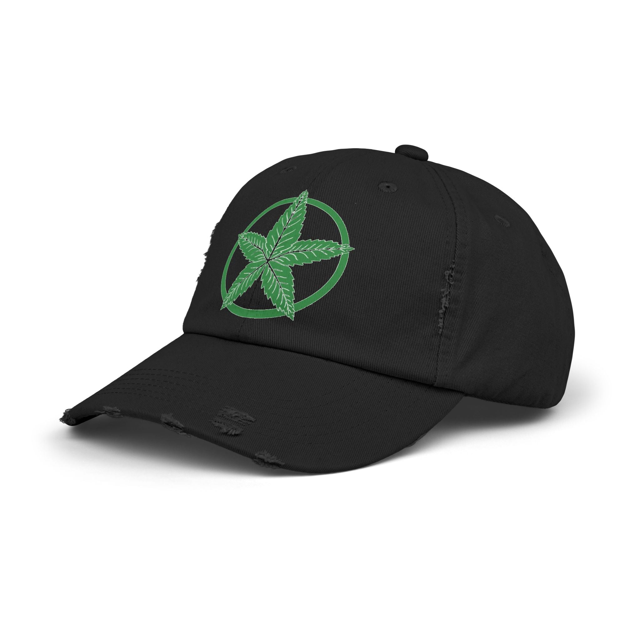 Green Army Leaf Unisex Distressed Cap