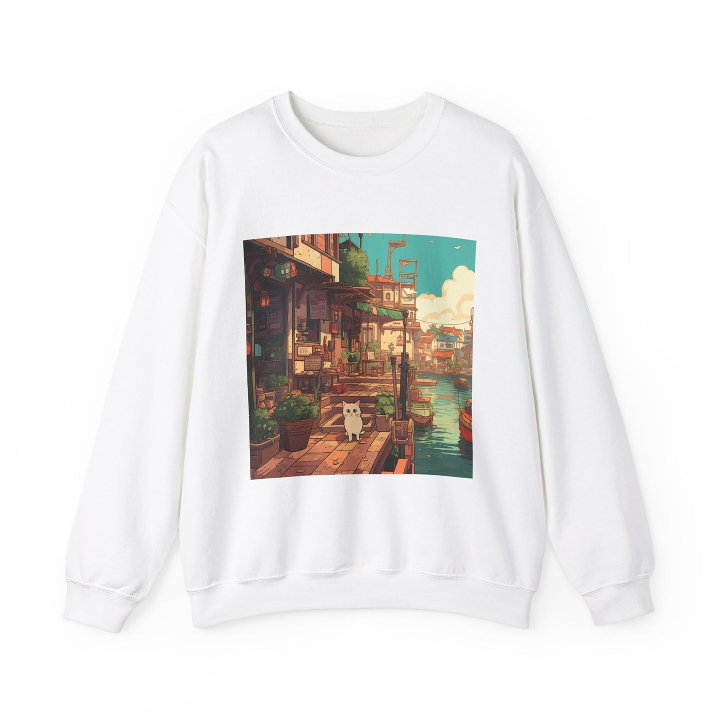 Studio Ghibli Style Cat Unisex Heavy Blend Crewneck Sweatshirt