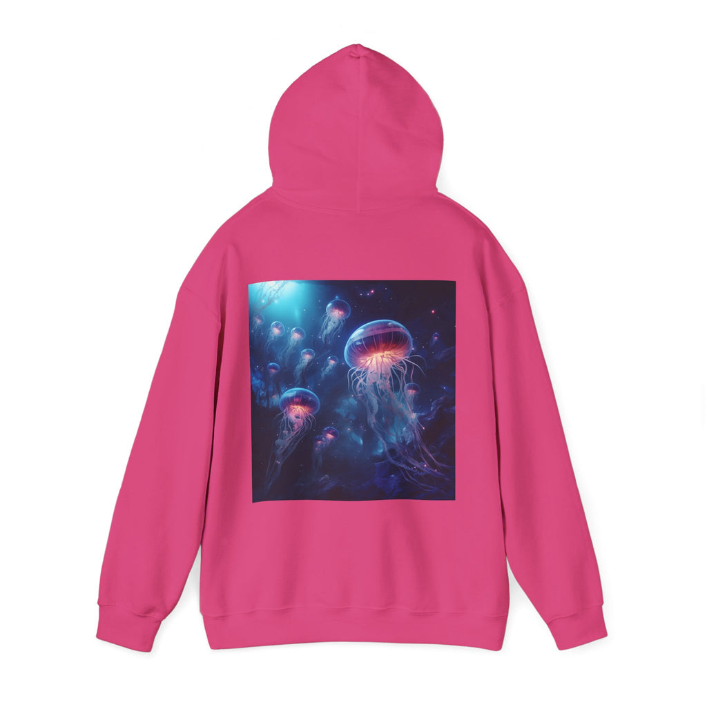 Jellyfish in Space Back Unisex Heavy Blend Hooded Sweatshirt