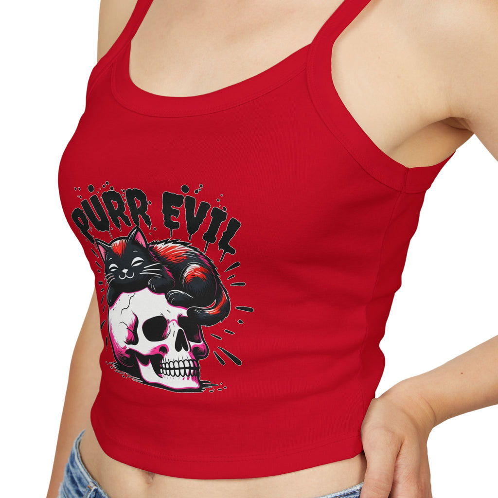 Purr Evil Cat Graphic Women's Spaghetti Strap Tank Top