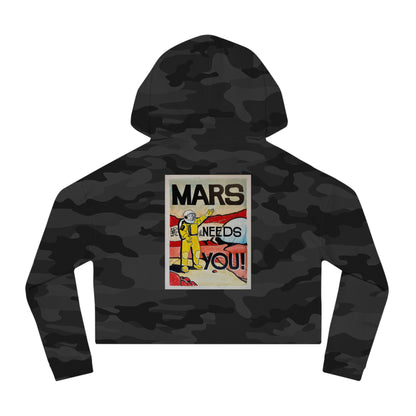 Mars Needs You Stylish Women’s Cropped Hooded Sweatshirt - 'Greetings From Maaz' & 'Mars Needs You' Design
