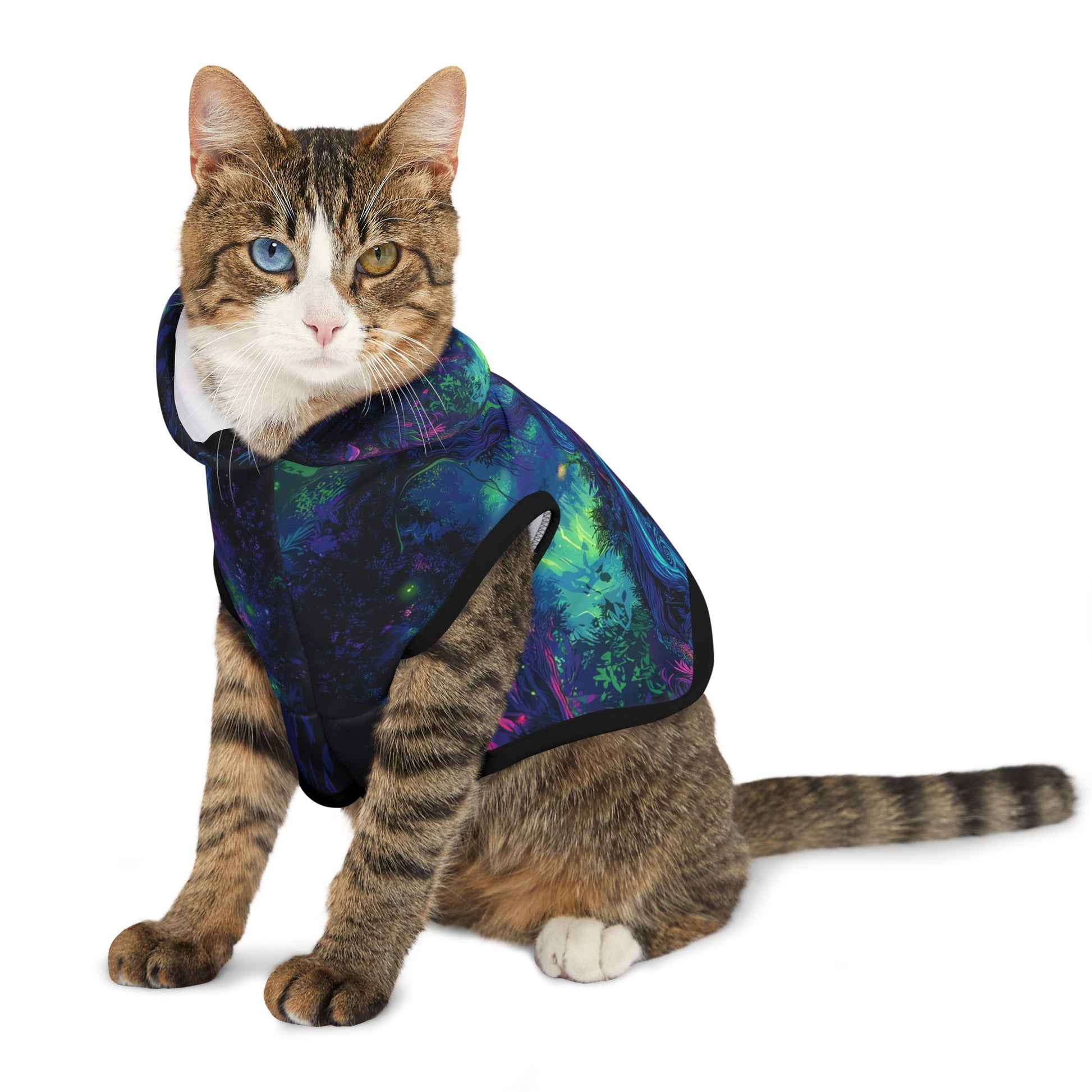 Mystical Forest with Psychedelic Tree Pet Hoodie – Cozy & Colorful Dog Outfit for Fantasy Lovers