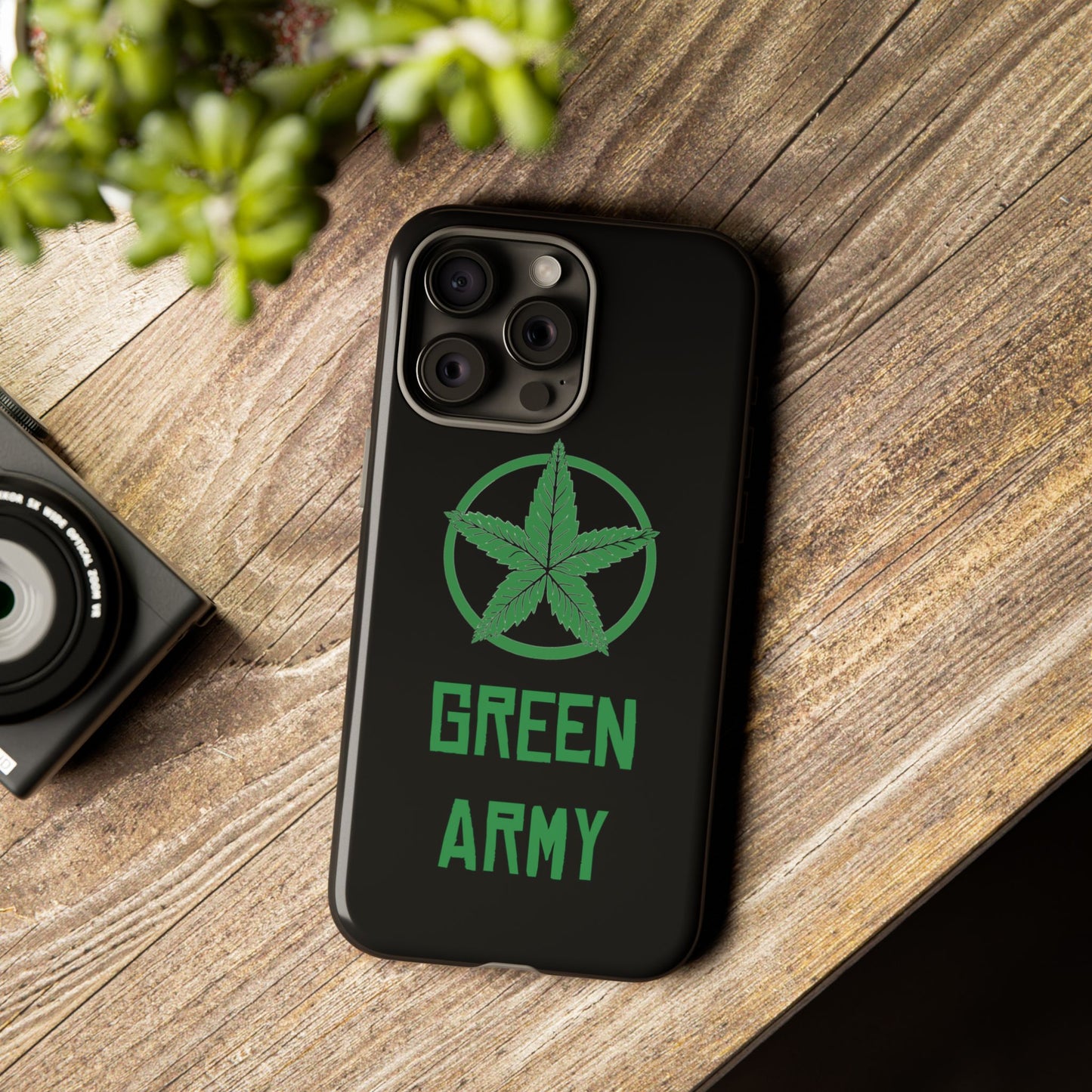 Black Full Green Army Star Leaf Tough Cases