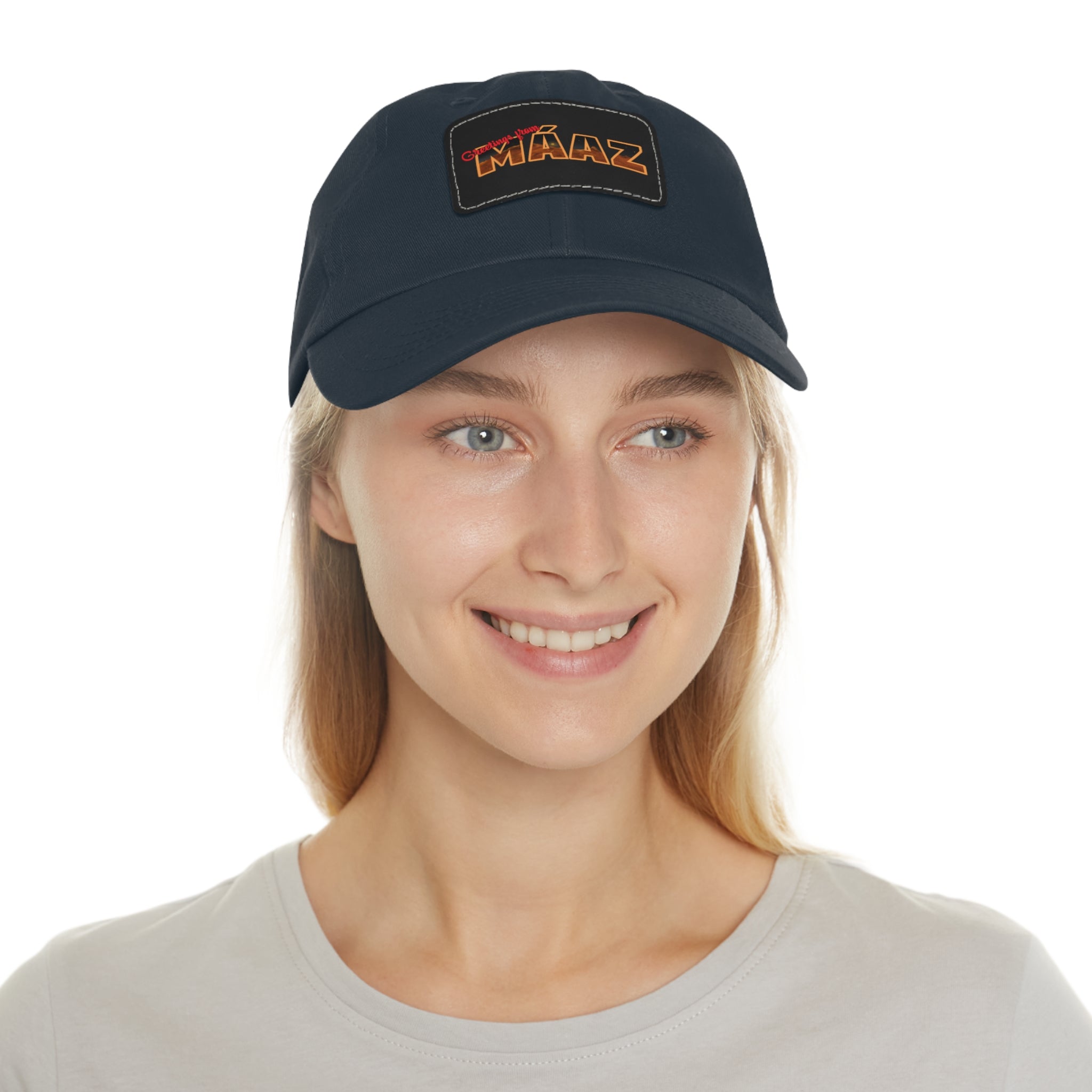 Greetings from Máaz Dad Hat with Leather Patch (Rectangle)
