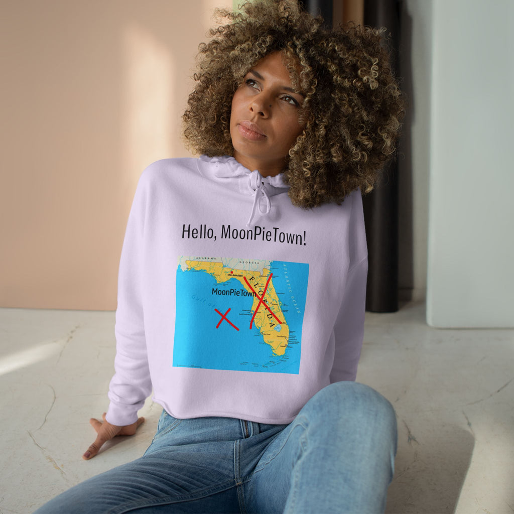 Hello MoonPieTown! Stylish Crop Hoodie for Trendsetters