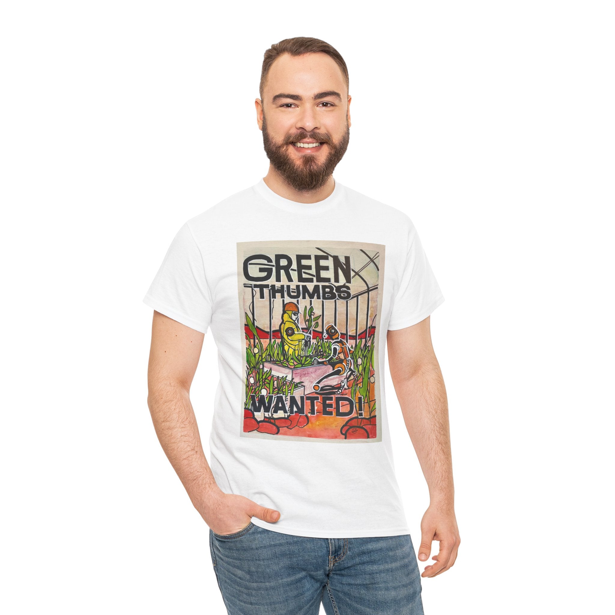 Martian Green Thumbs Unisex Heavy Cotton Tee