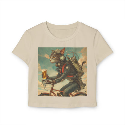 Cat Robot Bike Baby Tee - Fun and Quirky Tee for Women