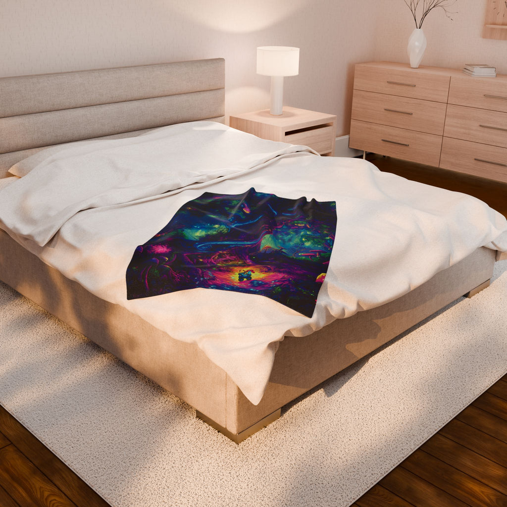 Psychedelic Trees Velveteen Plush Blanket