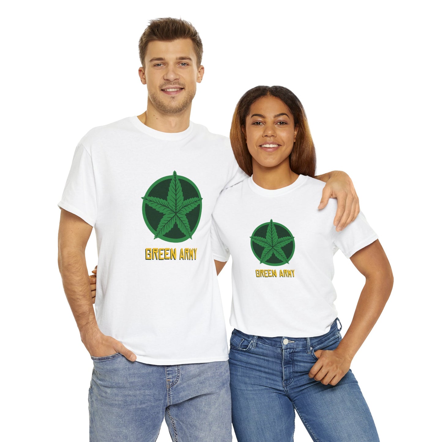 Green Army Star Logo Unisex Heavy Cotton Tee