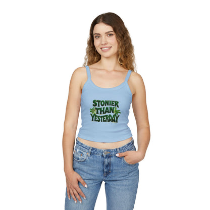 Stoner Vibe Spaghetti Strap Tank Top - Stonier Than Yesterday Design