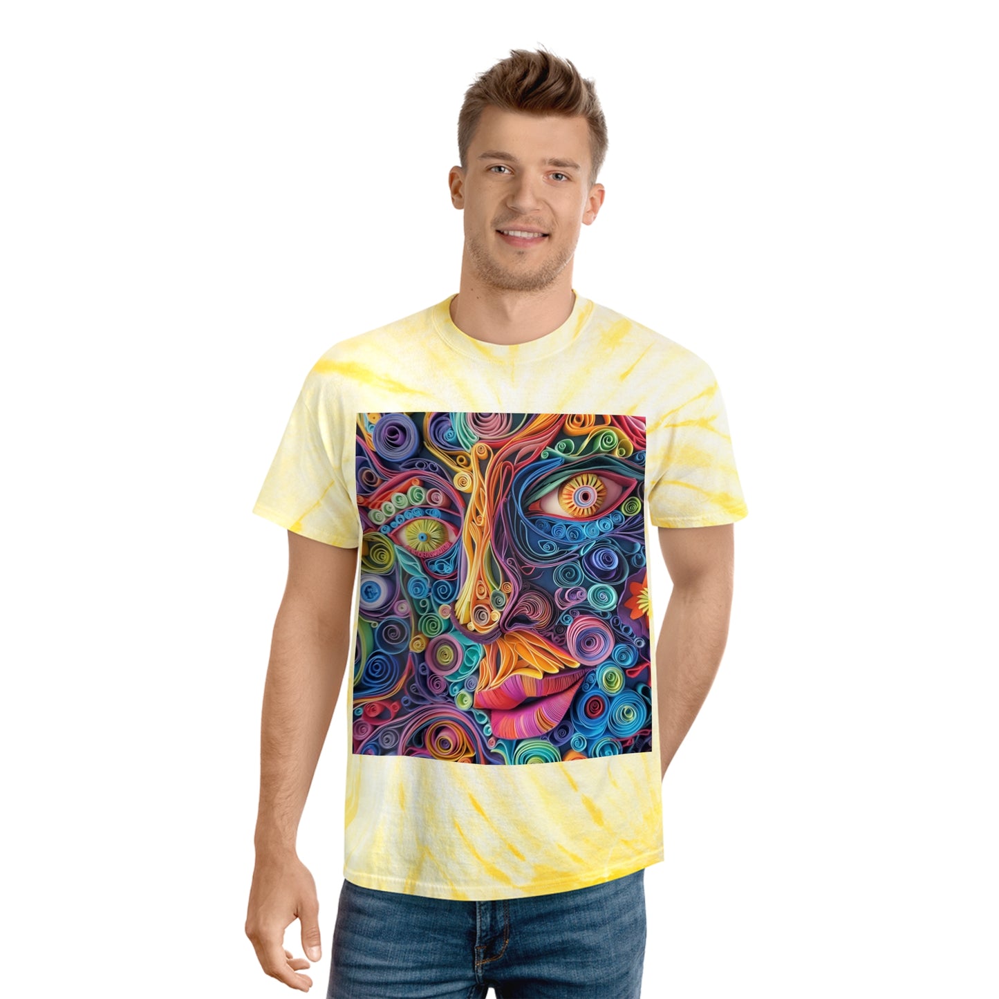 Paper Face Tie-Dye Tee, Cyclone