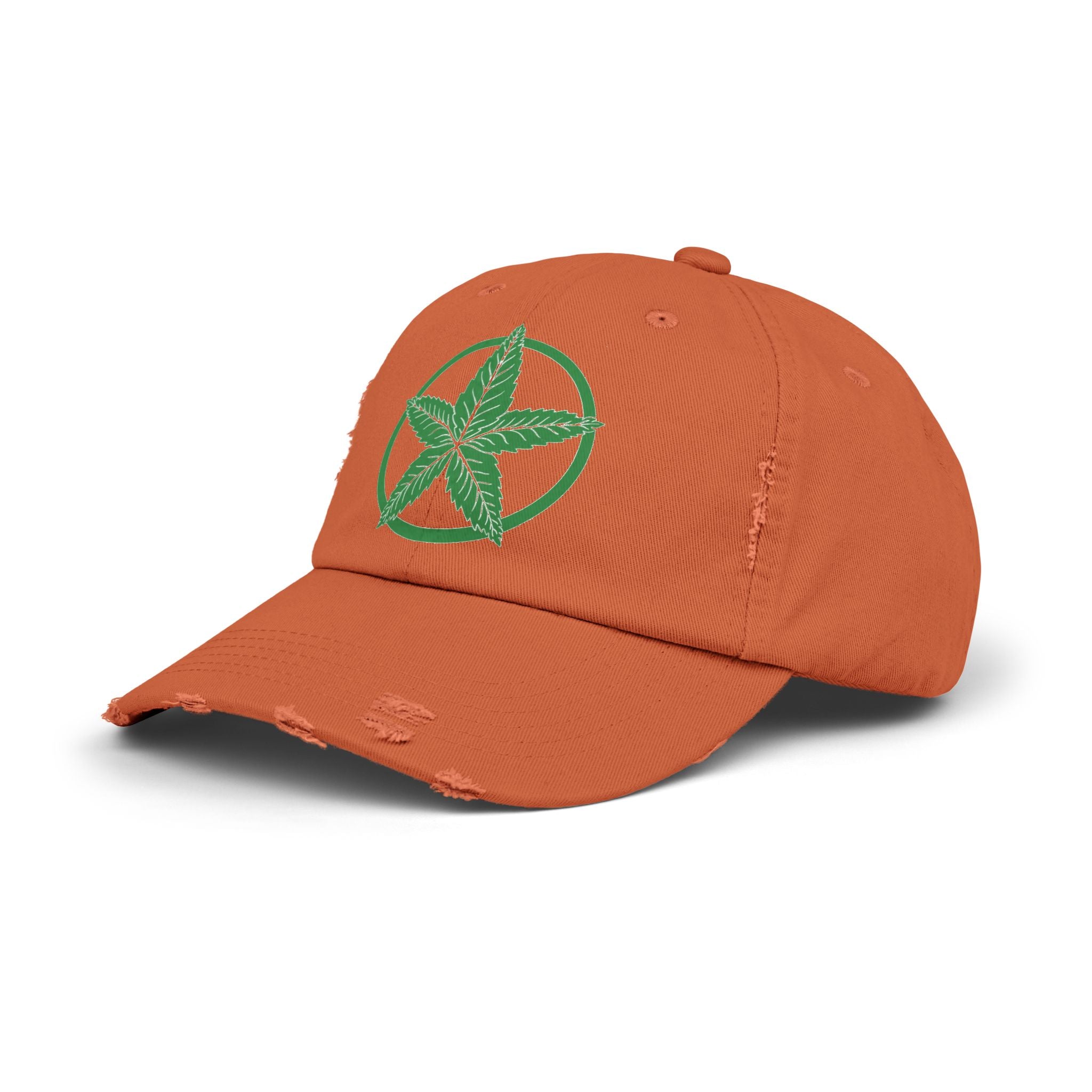 Green Army Leaf Unisex Distressed Cap
