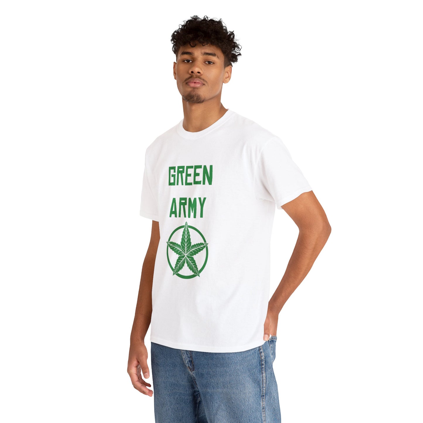 Green Army Star Leaf Unisex Heavy Cotton Tee